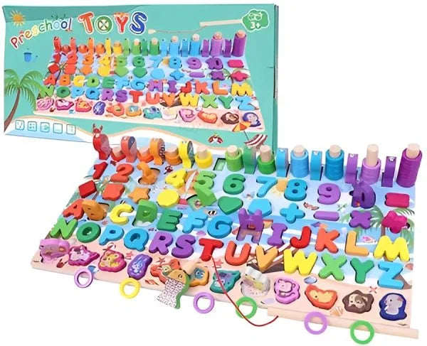 Puzzle Sorting Learning Board Toys | Abc, Numbers, Shapes, Abacus, Fish Picking Activity And Animals