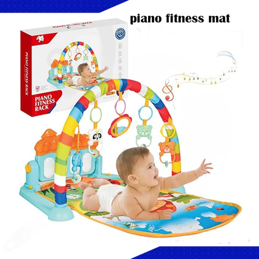 Huanger - 3 In 1 Newborn Baby Play Gym Piano Fitness Rack - Activity Mat