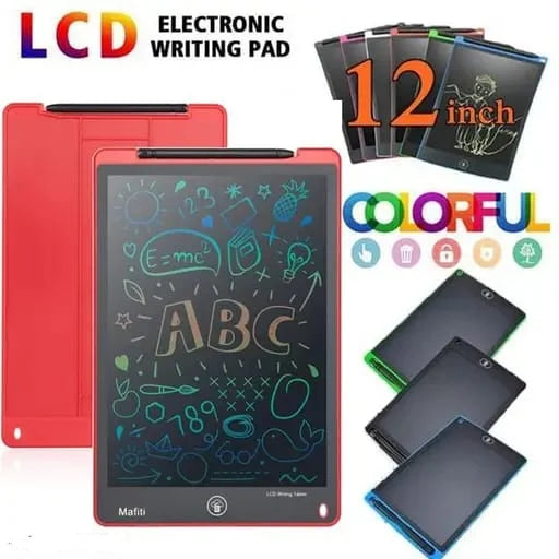 LCD Writing Tablet For Kids | 12 Inch Multi Colour LCD Screen | Erasable Digital Drawing Pad