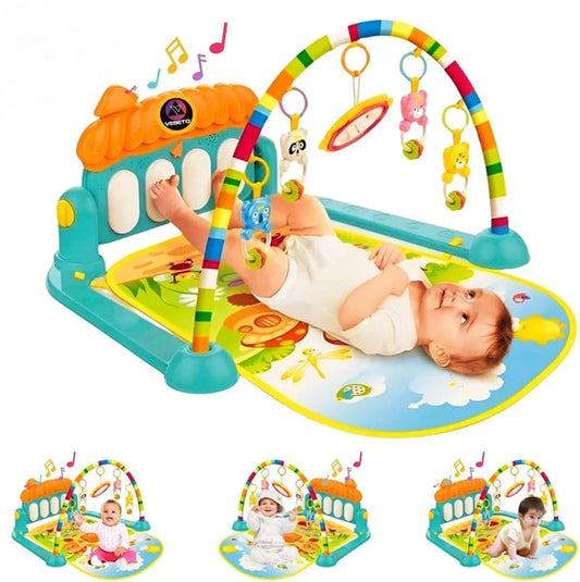 Huanger - 3 In 1 Newborn Baby Play Gym Piano Fitness Rack - Activity Mat