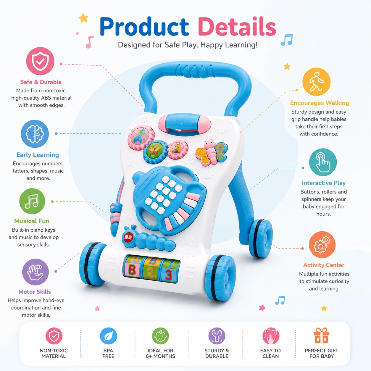 HUANGER Baby Musical Walker IMPORTED