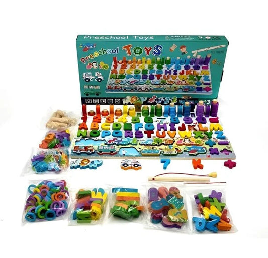 Puzzle Sorting Learning Board Toys | Abc, Numbers, Shapes, Abacus, Fish Picking Activity And Animals
